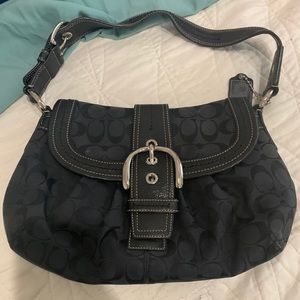 Printed Black & Baby Blue Coach Bag